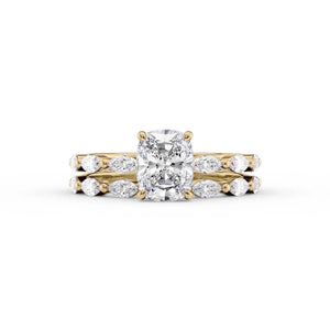 The Lucia Set With A 3 Carat Elongated Cushion Lab Diamond