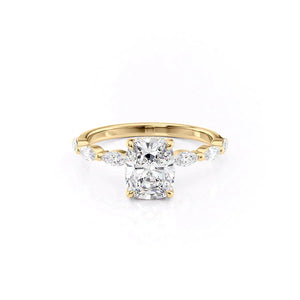 The Lucia Set With A 4 Carat Elongated Cushion Moissanite