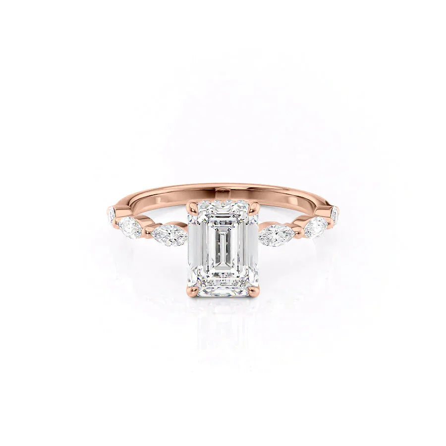 The Lucia Set With A 1.5 Carat Emerald Moissanite