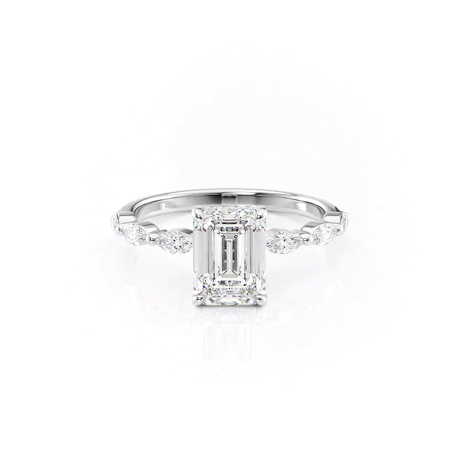 The Lucia Set With A 4 Carat Emerald Moissanite