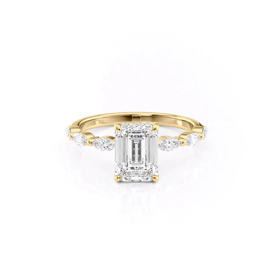 The Lucia Set With A 4.5 Carat Emerald Moissanite