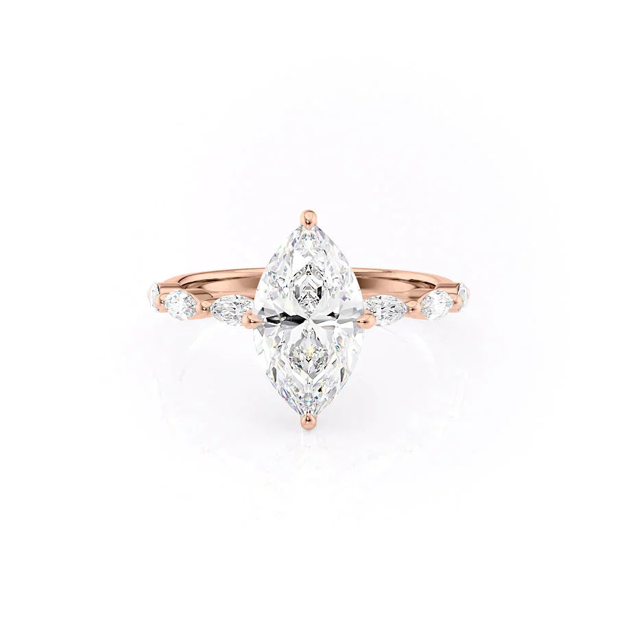 The Lucia Set With A 2.5 Carat Marquise Moissanite