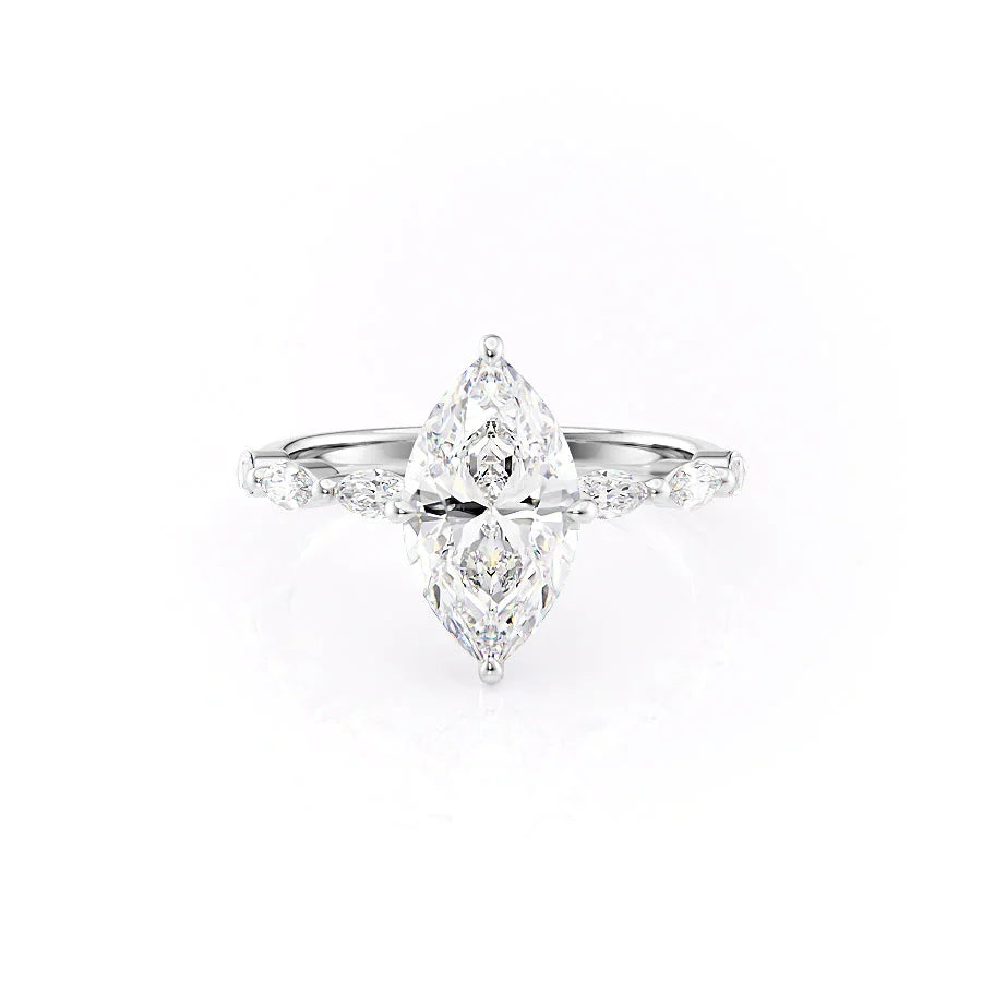 The Lucia Set With A 4.5 Carat Marquise Moissanite