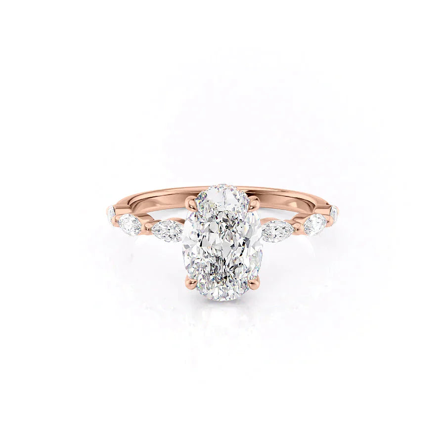 The Lucia Set With A 1.5 Carat Oval Moissanite