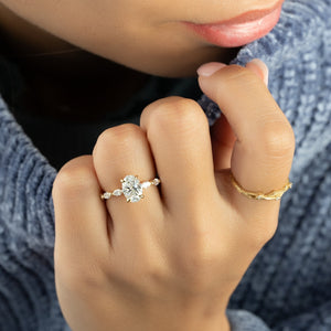The Lucia Set With A 1 Carat Oval Lab Diamond