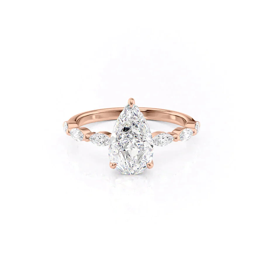 The Lucia Set With A 1.5 Carat Pear Moissanite