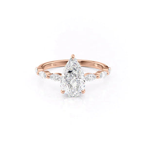 The Lucia Set With A 4 Carat Pear Moissanite