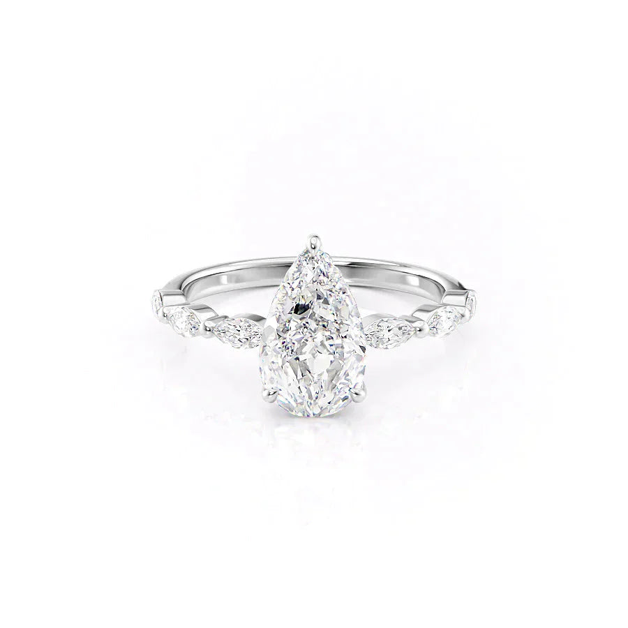 The Lucia Set With A 5 Carat Pear Moissanite