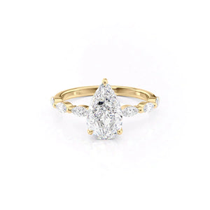 The Lucia Set With A 1.5 Carat Pear Moissanite