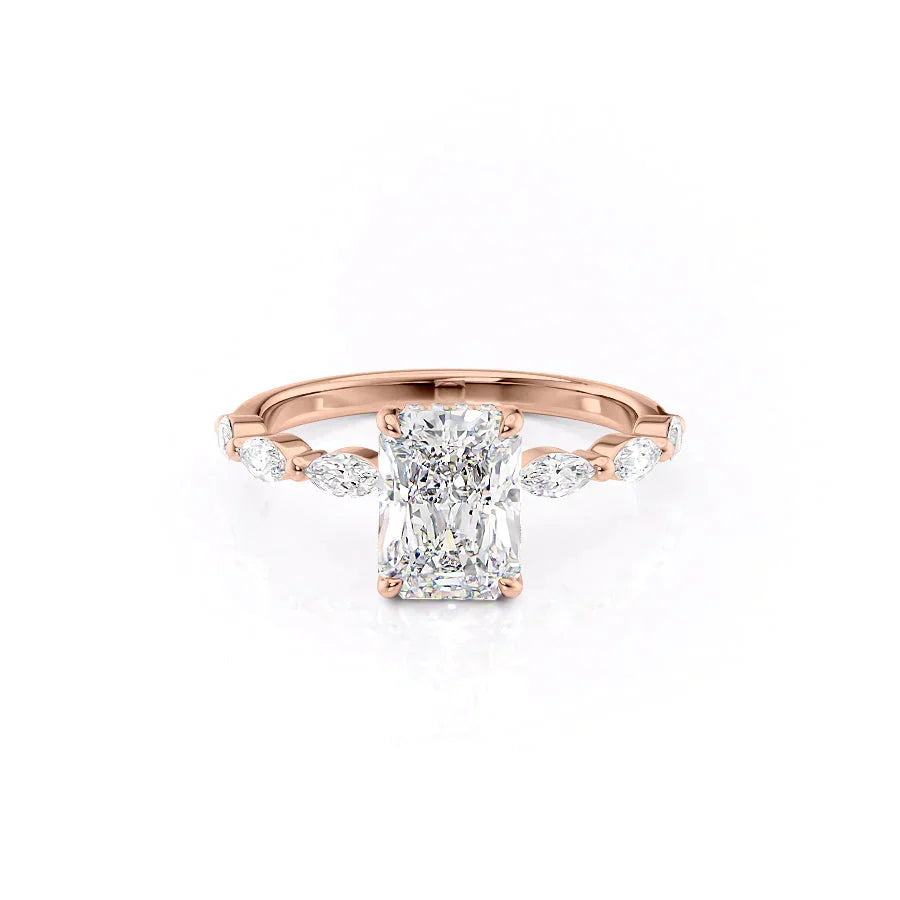 The Lucia Set With A 3 Carat Radiant Lab Diamond