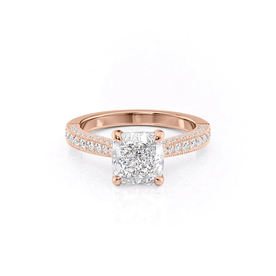 The Catherine Set With A 2.5 Carat Cushion Moissanite