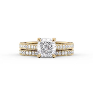 The Catherine Set With A 5 Carat Cushion Moissanite