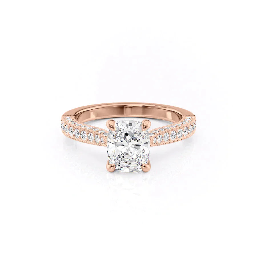 The Catherine Set With A 1.5 Carat Elongated Cushion Moissanite