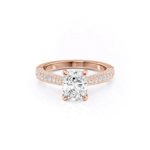 The Catherine Set With A 3.5 Carat Elongated Cushion Moissanite