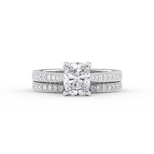 The Catherine Set With A 2 Carat Elongated Cushion Moissanite