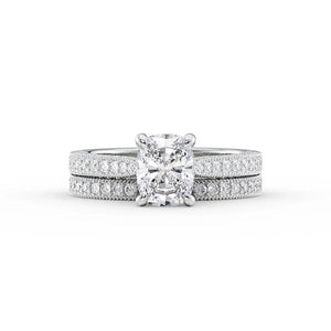 The Catherine Set With A 3 Carat Elongated Cushion Moissanite