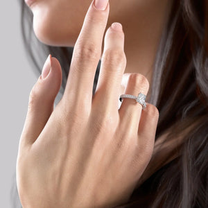 The Catherine Set With A 1 Carat Elongated Cushion Moissanite