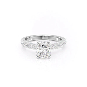 The Catherine Set With A 3.5 Carat Elongated Cushion Moissanite