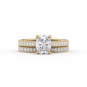 The Catherine Set With A 1.5 Carat Elongated Cushion Moissanite
