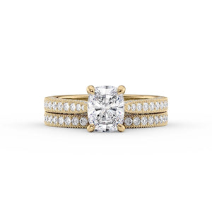 The Catherine Set With A 2 Carat Elongated Cushion Moissanite