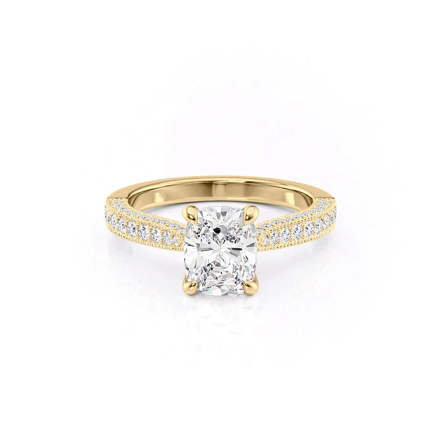 The Catherine Set With A 1 Carat Elongated Cushion Moissanite