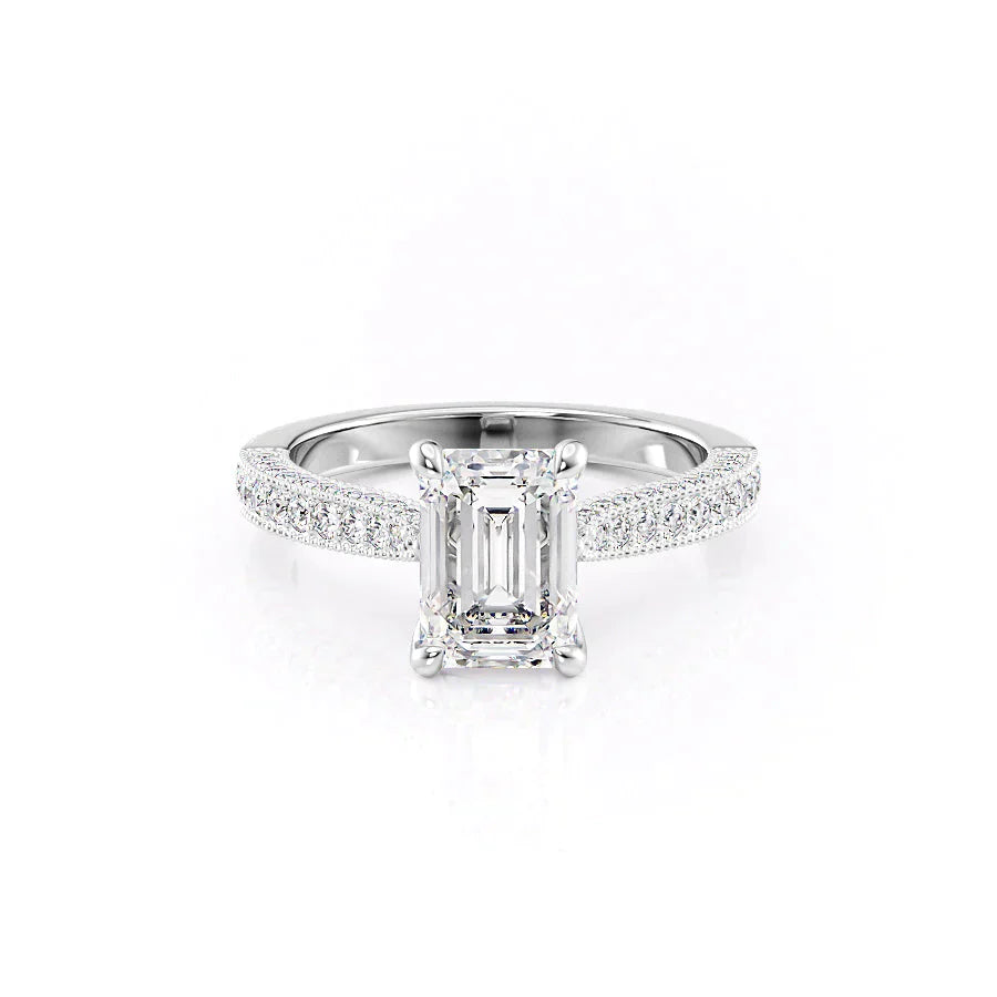 The Catherine Set With A 3 Carat Emerald Moissanite