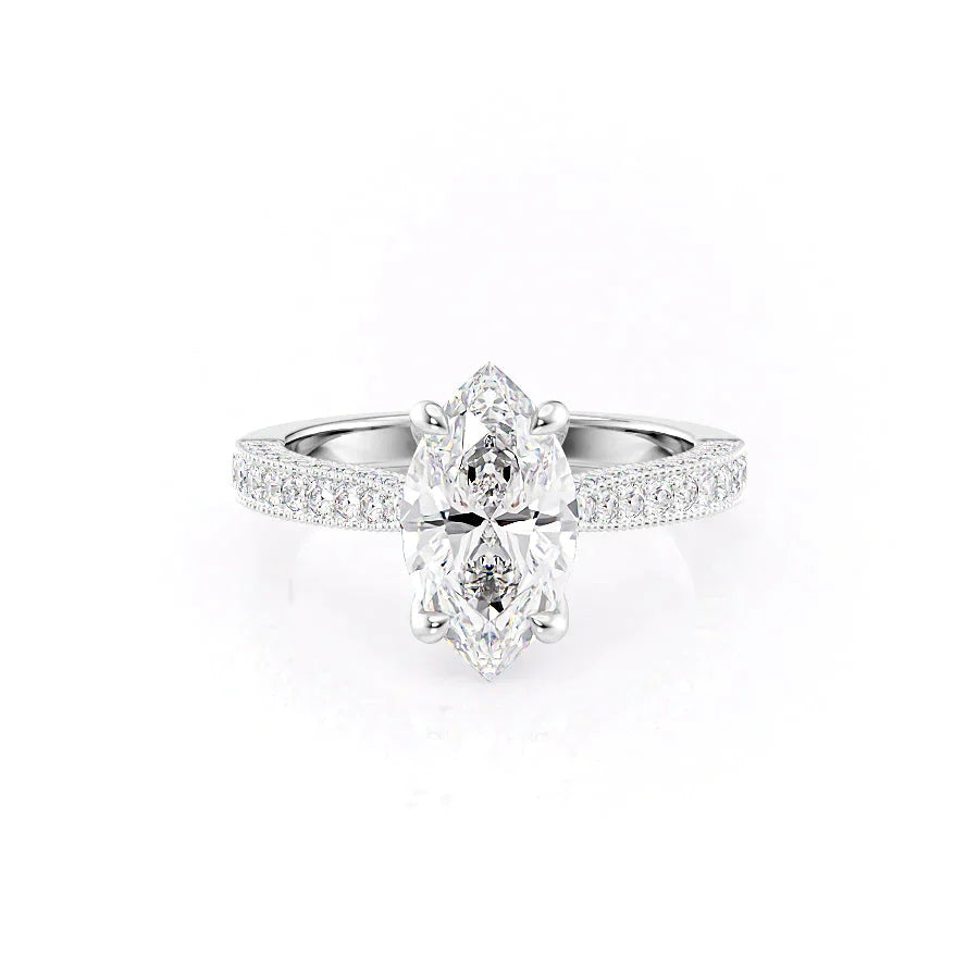 The Catherine Set With A 1.5 Carat Marquise Lab Diamond