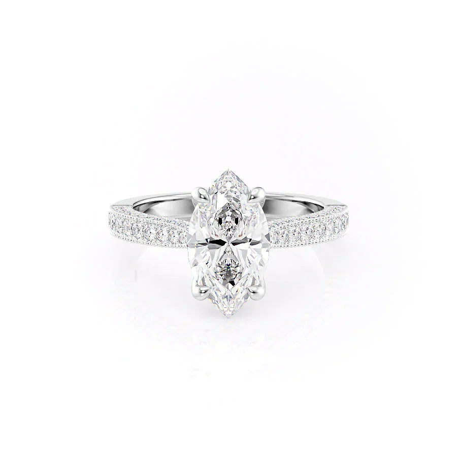 The Catherine Set With A 4.5 Carat Marquise Moissanite