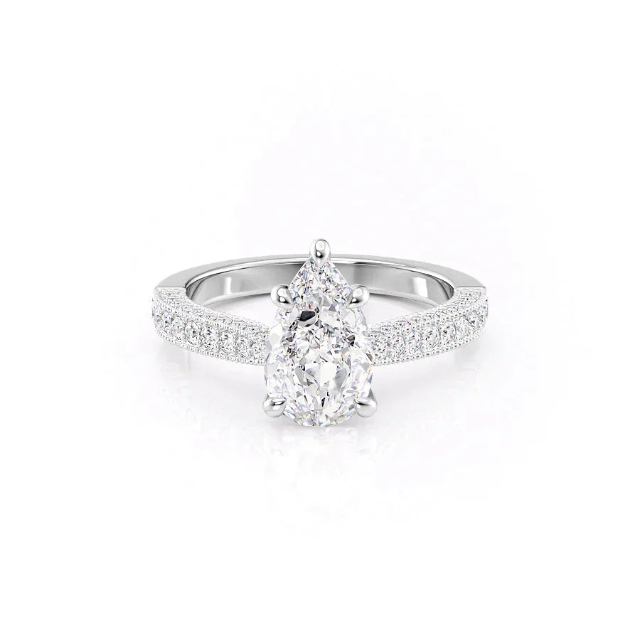 The Catherine Set With A 1.5 Carat Pear Moissanite