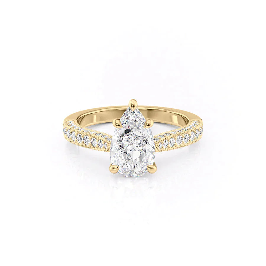 The Catherine Set With A 2.5 Carat Pear Lab Diamond