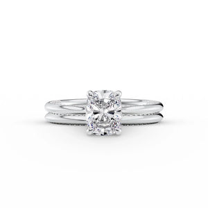 The Claire Set With A 2.5 Carat Elongated Cushion Moissanite