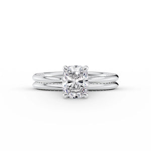 The Claire Set With A 2.5 Carat Elongated Cushion Moissanite
