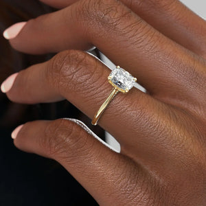 The Claire Set With A 1.5 Carat Elongated Cushion Moissanite