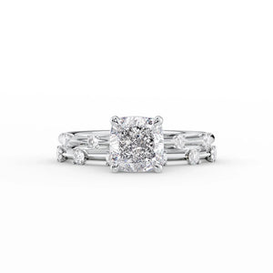 The Serena Set With A 3 Carat Cushion Moissanite