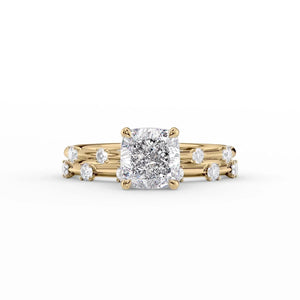 The Serena Set With A 2.5 Carat Cushion Moissanite