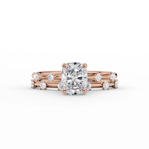 The Serena Set With A 1 Carat Elongated Cushion Lab Diamond