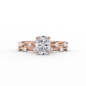 The Serena Set With A 3 Carat Elongated Cushion Lab Diamond