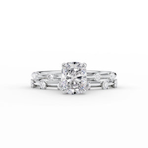 The Serena Set With A 2 Carat Elongated Cushion Lab Diamond