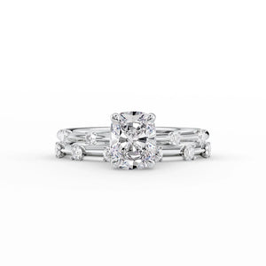 The Serena Set With A 1 Carat Elongated Cushion Moissanite