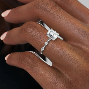 The Serena Set With A 2 Carat Elongated Cushion Lab Diamond