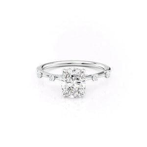 The Serena Set With A 1 Carat Elongated Cushion Moissanite