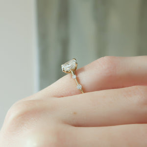 The Serena Set With A 2 Carat Elongated Cushion Lab Diamond