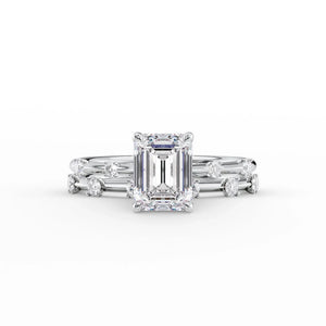 The Serena Set With A 2.5 Carat Emerald Moissanite