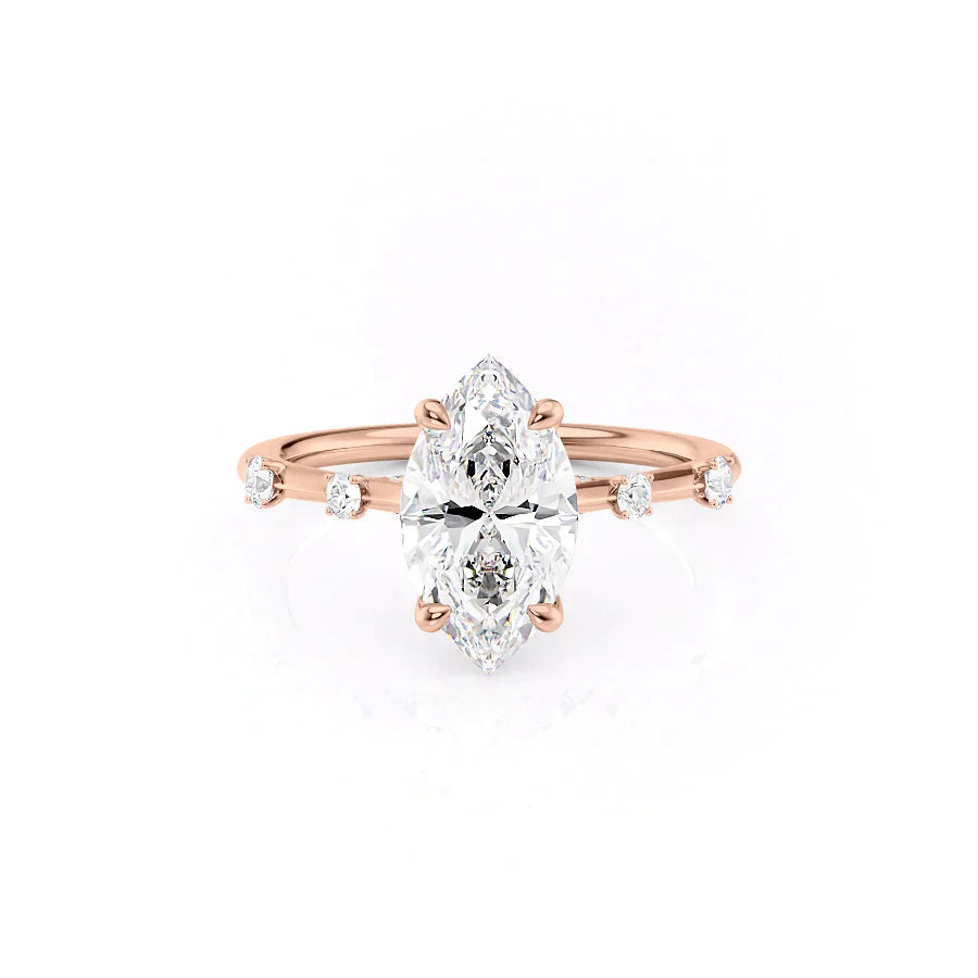 The Serena Set With A 1 Carat Marquise Lab Diamond