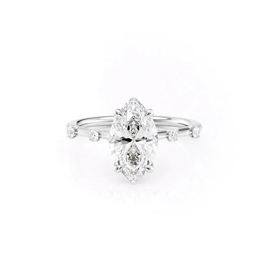 The Serena Set With A 1.5 Carat Marquise Lab Diamond