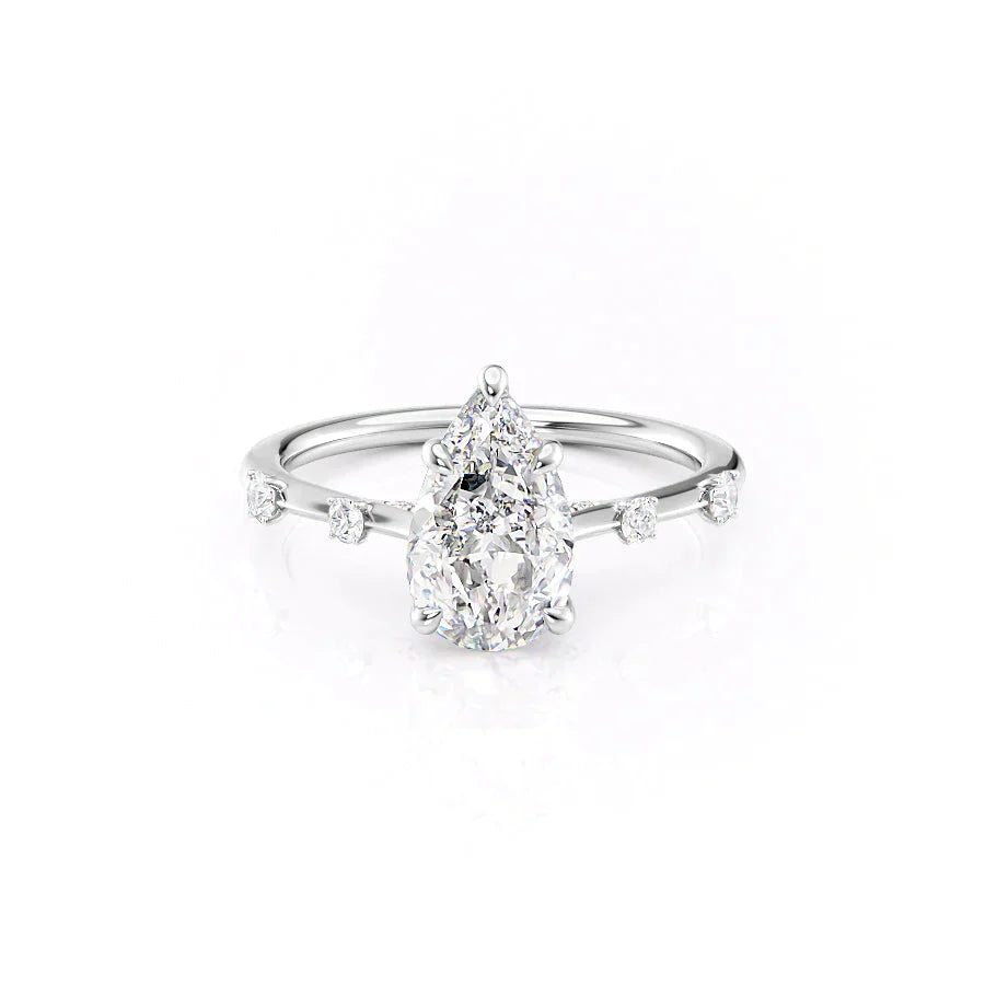 The Serena Set With A 3 Carat Pear Moissanite