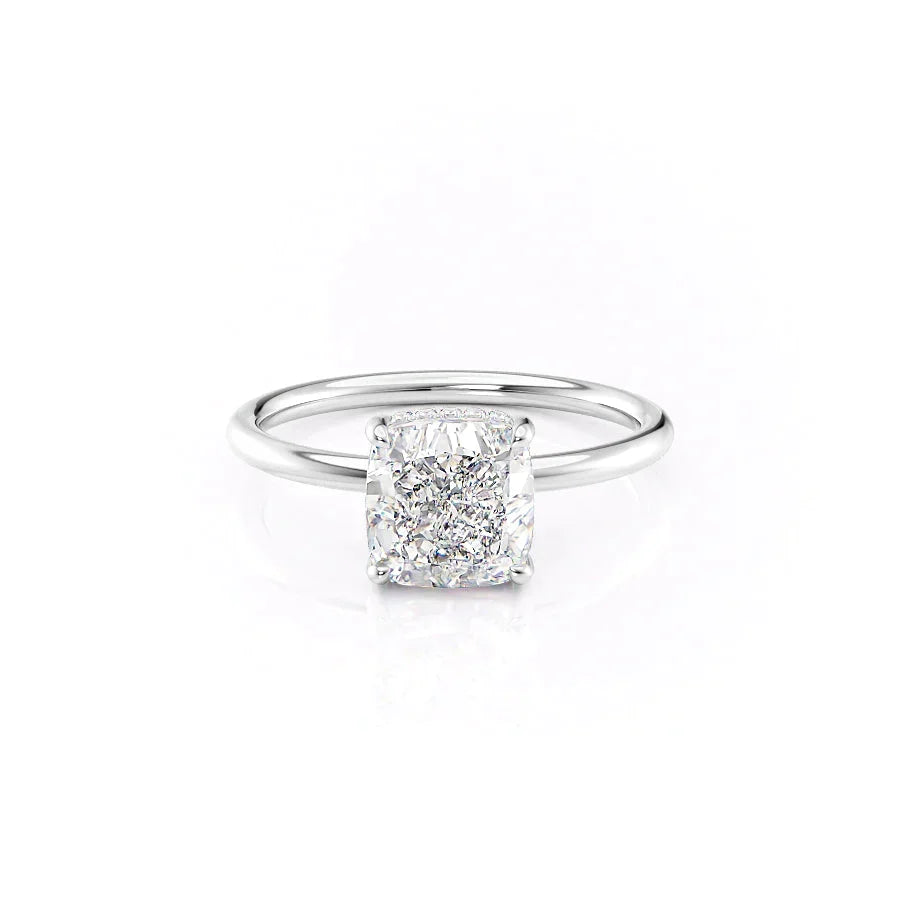 The Low Profile Kamellie Set With A Cushion Moissanite