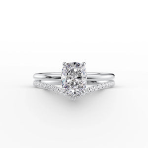 The Low Profile Kamellie Set With A 2.5 Carat Elongated Cushion Moissanite