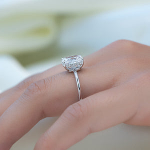 The Low Profile Kamellie Set With A 2.5 Carat Elongated Cushion Moissanite
