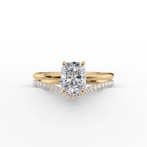 The Low Profile Kamellie Set With A 2.5 Carat Elongated Cushion Moissanite